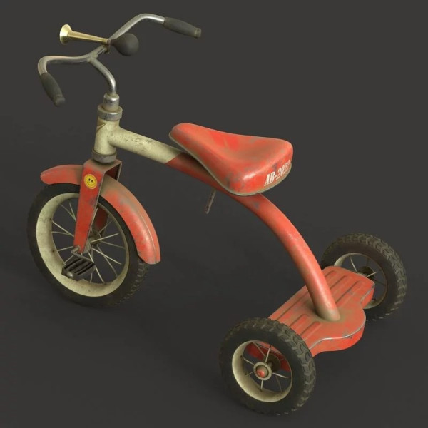 Old Tricycle 3D Model .c4d .max .obj .3ds .fbx .stl .blend