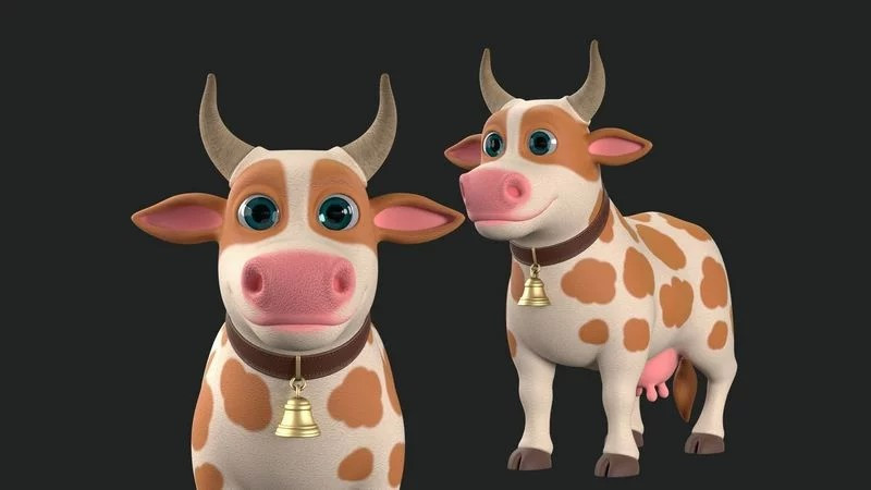 Cartoon Cow 3D 모델 .c4d .max .obj .3ds .fbx .stl .blend
