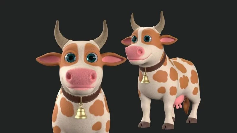 Cartoon Cow 3D Model .c4d .max .obj .3ds .fbx .stl .blend