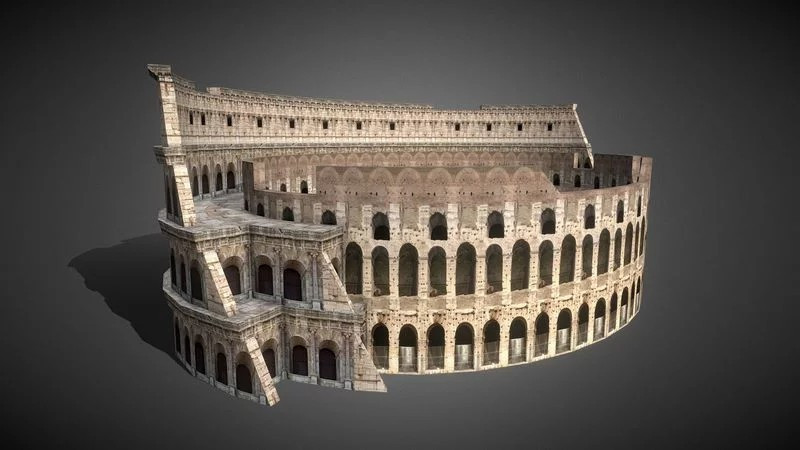 Roman Colosseum Ruins 3D Модель .c4d .max .obj .3ds .fbx .stl .blend
