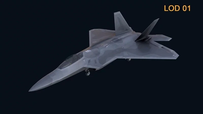 Aircraft F22 3D Model .c4d .max .obj .3ds .fbx .stl .blend