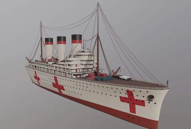 Hospital Ship 3D मॉडल .c4d .max .obj .3ds .fbx .stl .blend