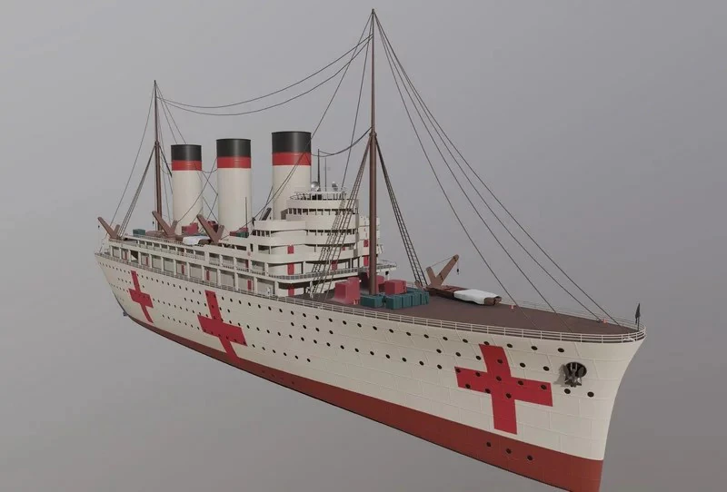 Hospital Ship 3D Model .c4d .max .obj .3ds .fbx .stl .blend 