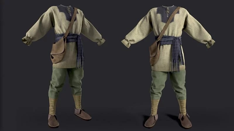 Medieval renaissance male clothes and shoes 3D Model .c4d .max .obj .3ds .fbx .stl .blend