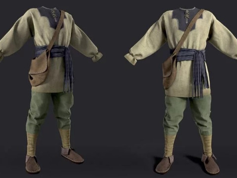 Medieval renaissance male clothes and shoes 3D Model