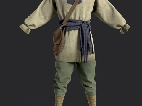 Medieval renaissance male clothes and shoes 3D Model