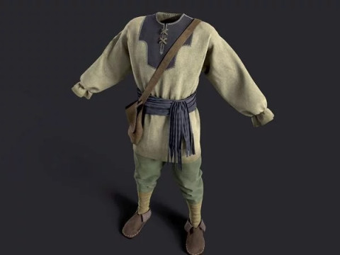 Medieval renaissance male clothes and shoes 3D Model