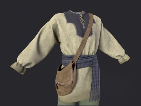 Medieval renaissance male clothes and shoes 3D Model