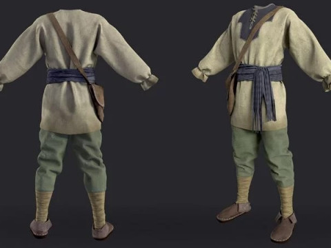 Medieval renaissance male clothes and shoes 3D Model