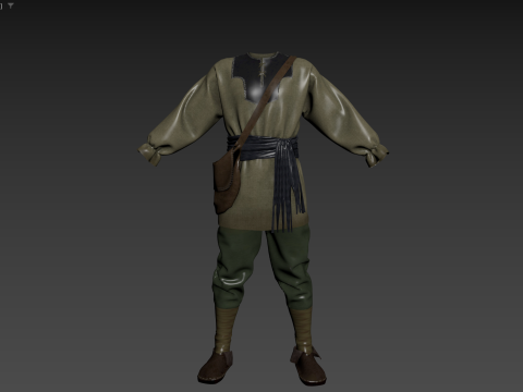 Medieval renaissance male clothes and shoes 3D Model