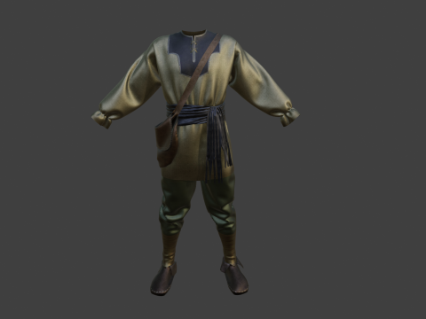 Medieval renaissance male clothes and shoes 3D Model