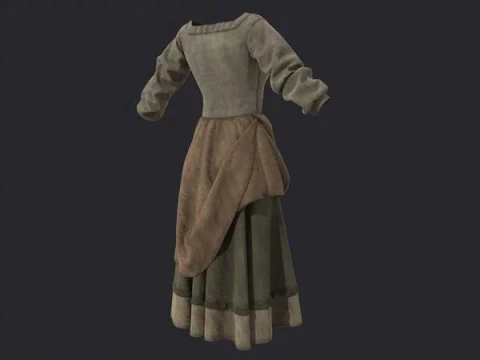 Peasant farmer dress Medieval charcater clothes 3D Model