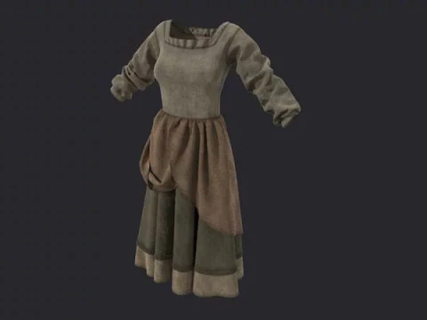 Peasant farmer dress Medieval charcater clothes 3D Model