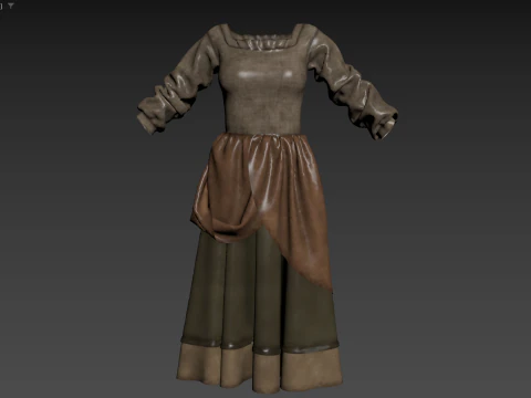 Peasant farmer dress Medieval charcater clothes 3D Model