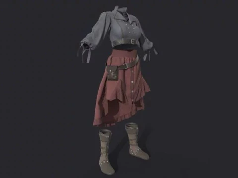 3D girl ouffit character clothing and shoes 3D Model