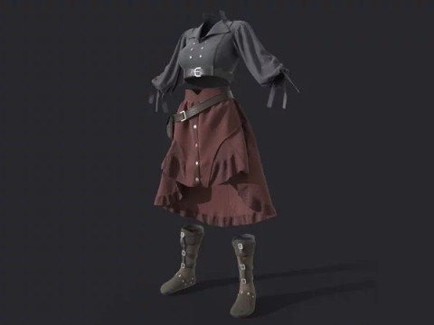 3D girl ouffit character clothing and shoes Modèle 3D