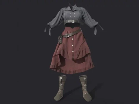 3D girl ouffit character clothing and shoes 3D Model