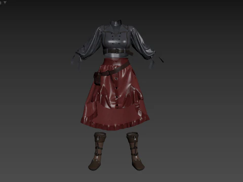 3D girl ouffit character clothing and shoes 3D Model