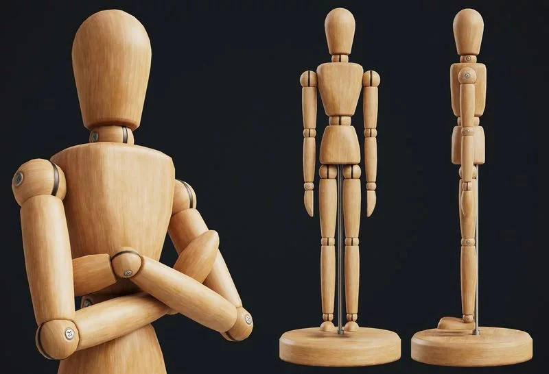 Drawing Mannequin Wooden Poseable Figure 3D Model .c4d .max .obj .3ds .fbx .stl .blend 