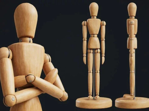 Dessin Mannequin Figurine articul&eacute;e en bois Modèle 3D