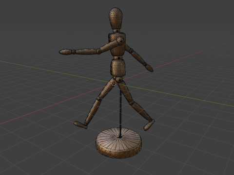 Disegno di una figura posabile in legno con manichino Modello 3D