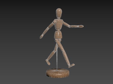 Disegno di una figura posabile in legno con manichino Modello 3D