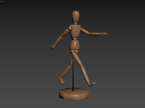 Disegno di una figura posabile in legno con manichino Modello 3D