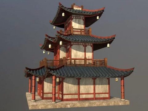 Asian Japanese and Chinese Realistic Building Model 3D