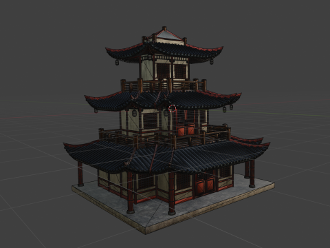 Asian Japanese and Chinese Realistic Building Model 3D