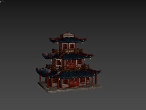 Asian Japanese and Chinese Realistic Building Model 3D