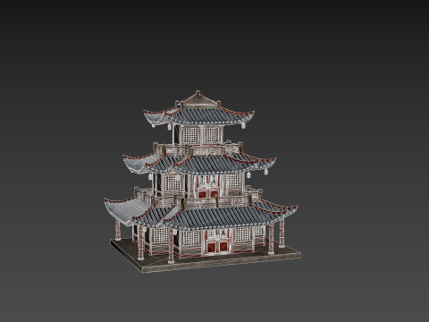 Asian Japanese and Chinese Realistic Building Model 3D