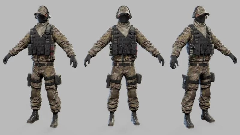 美国现代突击兵 3D 模型 .c4d .max .obj .3ds .fbx .stl .blend