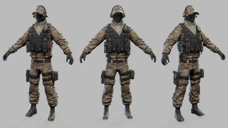 US Modern Assault Soldier 3D Model .c4d .max .obj .3ds .fbx .stl .blend