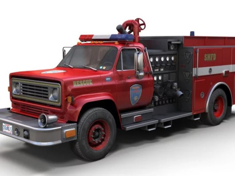 Vintage fire truck 3D 모델