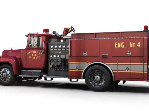 Vintage fire truck 3D 모델