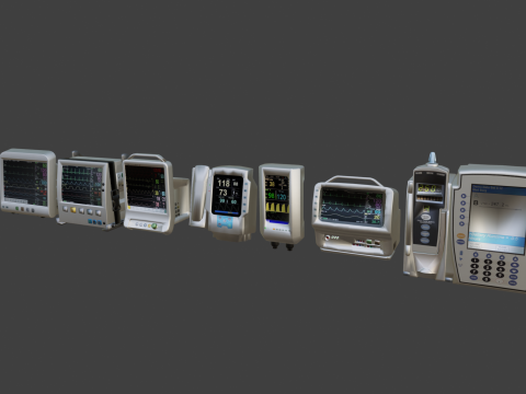 7 Hospital Screens 3D Modell