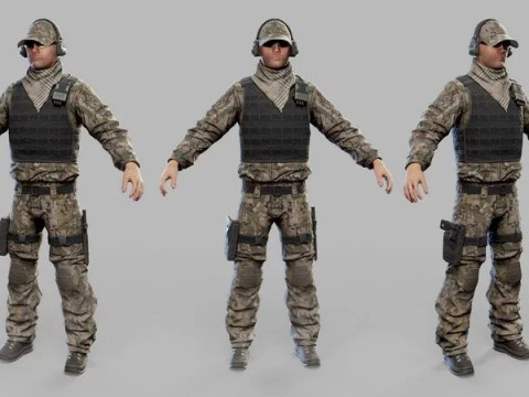 美国现代狙击手士兵 3D 模型