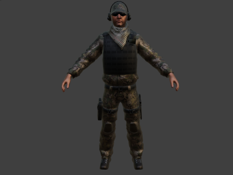 美国现代狙击手士兵 3D 模型