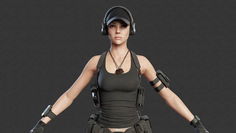 Female Soldier Model 3D .c4d .max .obj .3ds .fbx .stl .blend