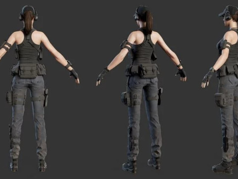 Female Soldier Model 3D