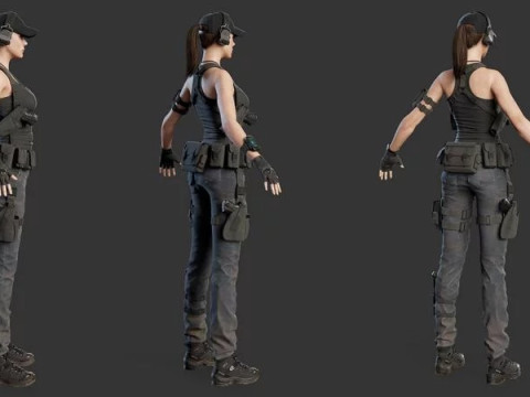 Female Soldier Model 3D