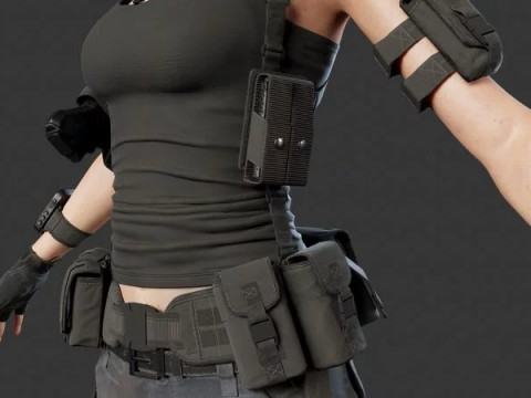 Female Soldier Model 3D