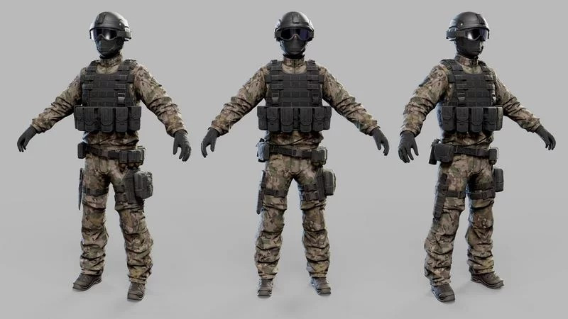 US Modern Support Soldier 3D Modell .c4d .max .obj .3ds .fbx .stl .blend