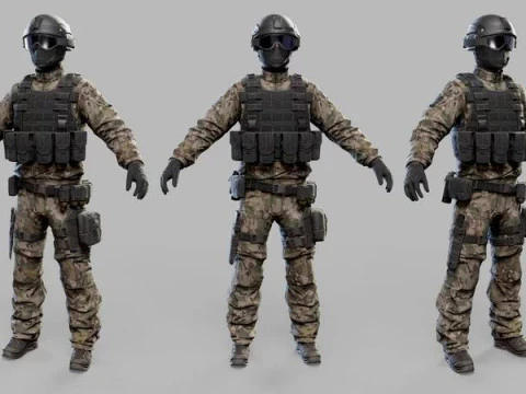 US Modern Support Soldier 3D Model