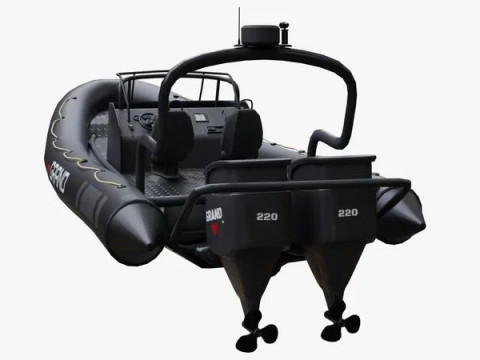 Motor inflatable dinghy boat 3D Model