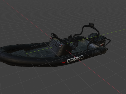 Motor inflatable dinghy boat 3D Model
