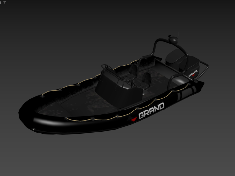 Motor inflatable dinghy boat 3D Model
