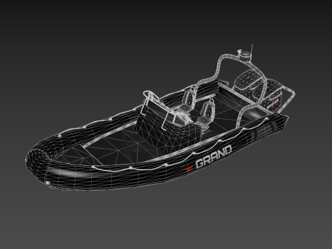 Motor inflatable dinghy boat 3D Model