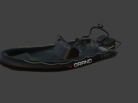 Motor inflatable dinghy boat 3D Model
