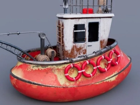 Old Tug Boat Modello 3D